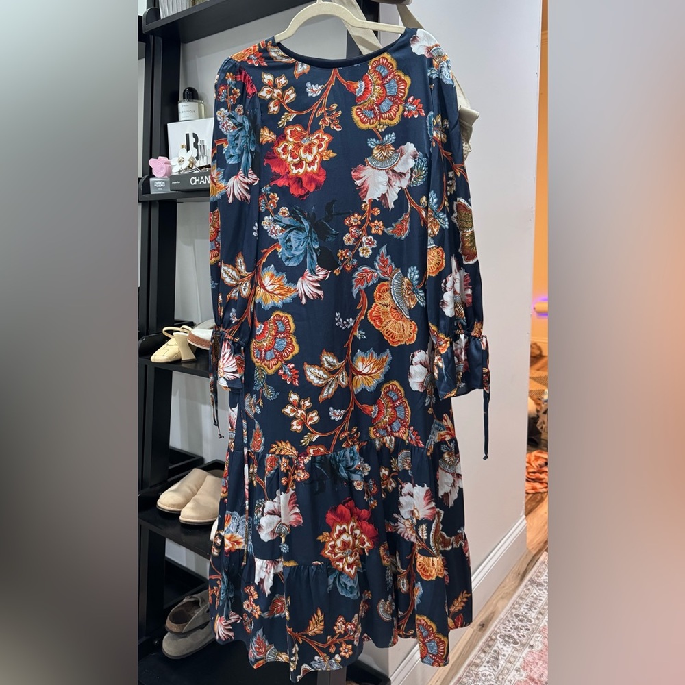 Julia Jordan Blue and Orange Long Sleeve Sundress